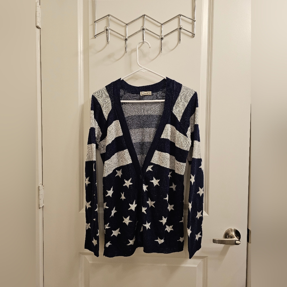 Kirra Blue & White Striped Cardigan with Stars